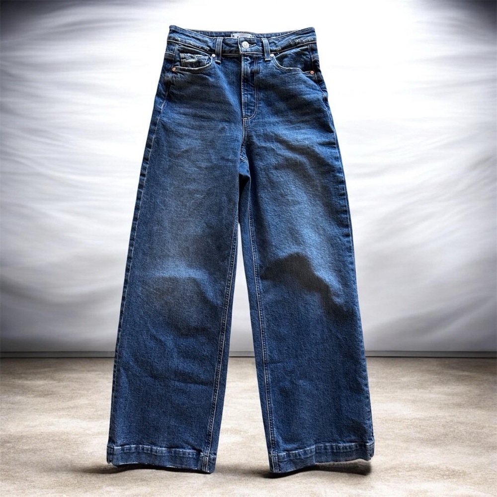 PAIGE Wide-Leg High-Rise Harper Jeans - Blue Denim